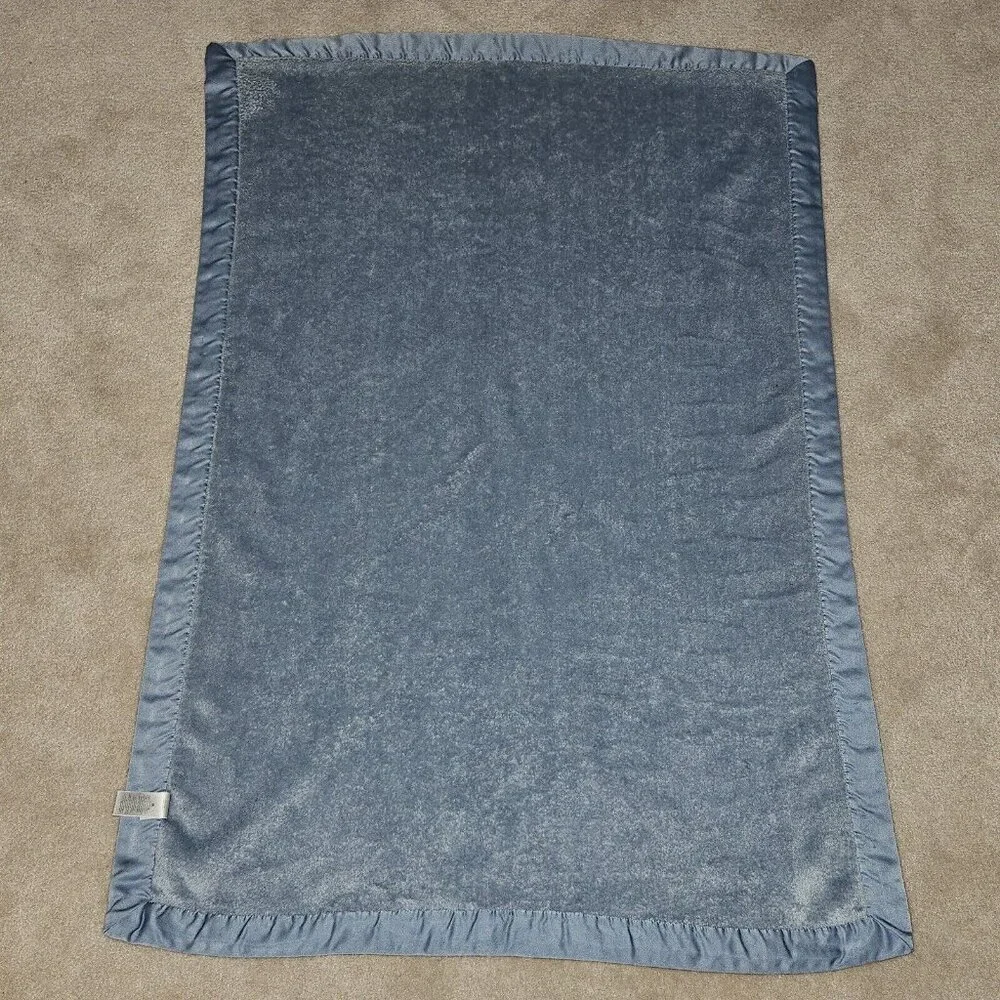 Carter's TINY BUT MIGHTY Solid Blue Fleece Baby Blanket Satin Trim 27x40